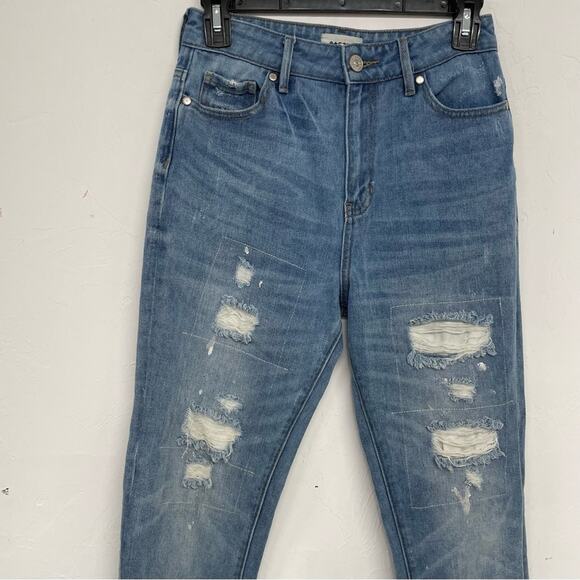 Pacsun Medium Wash Distressed Girlfriend High Rise Jeans Womens 26 Blue Denim - Picture 2 of 12